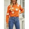 image:imagechouyatou Womens Fuzzy Crewneck Cropped Sweater Cute Daisy Long Sleeve Sweater Pullover Jumper TopsOrange