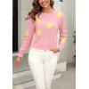 image:imagechouyatou Womens Fuzzy Crewneck Cropped Sweater Cute Daisy Long Sleeve Sweater Pullover Jumper TopsPink