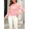 image:imagechouyatou Womens Fuzzy Crewneck Cropped Sweater Cute Daisy Long Sleeve Sweater Pullover Jumper TopsPink