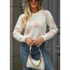 image:imagechouyatou Womens Fuzzy Crewneck Cropped Sweater Cute Daisy Long Sleeve Sweater Pullover Jumper TopsWhite