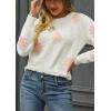 image:imagechouyatou Womens Fuzzy Crewneck Cropped Sweater Cute Daisy Long Sleeve Sweater Pullover Jumper TopsWhite