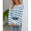 image:imagechouyatou Womens Oversized Striped Color Block Sweater Bell Long Sleeve Crochet Sweater Crop TopsGreen