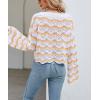 image:imagechouyatou Womens Oversized Striped Color Block Sweater Bell Long Sleeve Crochet Sweater Crop TopsYellow Brown