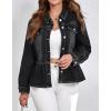 image:imagechouyatou Womens Peplum Denim Jacket Long Sleeve Button Down Ruffle Hem Jean Jacket CoatBlack