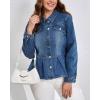 image:imagechouyatou Womens Peplum Denim Jacket Long Sleeve Button Down Ruffle Hem Jean Jacket CoatDark Blue