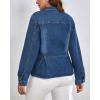 image:imagechouyatou Womens Peplum Denim Jacket Long Sleeve Button Down Ruffle Hem Jean Jacket CoatDark Blue