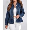 image:imagechouyatou Womens Peplum Denim Jacket Long Sleeve Button Down Ruffle Hem Jean Jacket CoatNavy