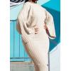 image:imagechouyatou Womens Sexy Bell Long Sleeve Sweater Dress Bodycon Ribbed Knit Maxi Pullover Sweater DressOffwhite