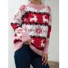 image:imagechouyatou Womens Snowflake Reindeer Pullover Sweater Color Block Fluffy Jumper TopsRed