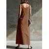 image:imagechouyatou Womens Summer Sleeveless Denim Shirt Dress Western Business Casual Maxi Long Jean DressBrown