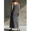 image:imagechouyatou Womens Summer Sleeveless Denim Shirt Dress Western Business Casual Maxi Long Jean DressGrey