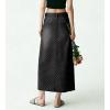 image:imagechouyatou Womens Vintage Floral Print Denim Skirt Y2k Distressed A Line Pleated Jean Midi Long Skirt with PocketsBlack