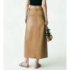 image:imagechouyatou Womens Vintage Floral Print Denim Skirt Y2k Distressed A Line Pleated Jean Midi Long Skirt with PocketsKhaki