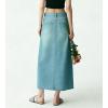 image:imagechouyatou Womens Vintage Floral Print Denim Skirt Y2k Distressed A Line Pleated Jean Midi Long Skirt with PocketsLight Blue