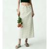 image:imagechouyatou Womens Vintage Floral Print Denim Skirt Y2k Distressed A Line Pleated Jean Midi Long Skirt with PocketsWhite