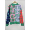 image:imagechouyatou Womens Y2k Color Block Floral Print Cardigans Open Front Knit Sweater Cardigan Jacket CoatGreen