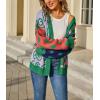 image:imagechouyatou Womens Y2k Color Block Floral Print Cardigans Open Front Knit Sweater Cardigan Jacket CoatGreen