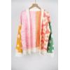 image:imagechouyatou Womens Y2k Color Block Floral Print Cardigans Open Front Knit Sweater Cardigan Jacket CoatWhite