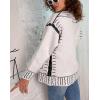 image:imagechouyatou Womenss Fall Jacqurd Knit Graffiti Cardigan Sweater Button Down Color Block Oversized CardiganWhite
