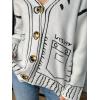 image:imagechouyatou Womenss Fall Jacqurd Knit Graffiti Cardigan Sweater Button Down Color Block Oversized CardiganWhite