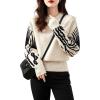 image:imagechouyatou Women Fall Winter Crewneck Sweater Pullover Casual Geometric Floral Pattern Sweater Jumper TopBeige