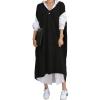 image:imagechouyatou Womens 2025 Sleeveless Midi Long Knitted Sweater Dress Casual Loose VNeck Sweater Vest DressBlack