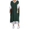 image:imagechouyatou Womens 2025 Sleeveless Midi Long Knitted Sweater Dress Casual Loose VNeck Sweater Vest DressGreen