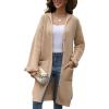 image:imagechouyatou Womens Button Down Hooded Long Cardigan Sweaters 2025 Fall Trendy Hoodie Sweater Outwear CoatKhaki