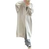 image:imagechouyatou Womens Casual Hooded Long Cardigan Sweaters Slouchy Oversized Knitted Duster Trench Coat Outerwear JacketBeige White