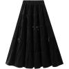 image:imagechouyatou Womens Elastic High Waist Velvet Skirt Cute Pleated A Line Flared Midi Tiered Skirt with BowknotBlack