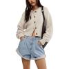 image:imagechouyatou Womens Fall Y2K Long Sleeve Button Down Cardigan Sweater Loose Casual Ribbed Knit Crop CardiganApricot