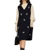 image:imagechouyatou Womens Floral Embroidered Sweater Overall Jumper Dress Sleeveless A Line Tank Knit Midi Long DressBlack