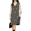 image:imagechouyatou Womens Floral Embroidered Sweater Overall Jumper Dress Sleeveless A Line Tank Knit Midi Long DressGray