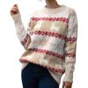 image:imagechouyatou Womens Snowflake Reindeer Pullover Sweater Color Block Fluffy Jumper TopsKhaki