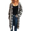 image:imagechouyatou Womens Striped Hooded Long Cardigans Color Block Button Down Oversize Knit Cardigan Sweater Jacket CoatGray