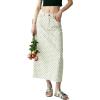 image:imagechouyatou Womens Vintage Floral Print Denim Skirt Y2k Distressed A Line Pleated Jean Midi Long Skirt with PocketsWhite