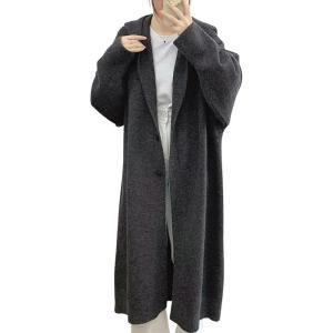 image:imagechouyatou Womens Casual Hooded Long Cardigan Sweaters Slouchy Oversized Knitted Duster Trench Coat Outerwear JacketGray