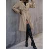 image:imagechouyatou Womens Elegant Single Breasted Long Trench Coat Cinch Waist Windproof Overcoat OuterwearKhaki