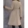 image:imagechouyatou Womens Elegant Single Breasted Long Trench Coat Cinch Waist Windproof Overcoat OuterwearKhaki
