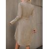 image:imagechouyatou Womens 2025 Fall Corduroy Shirt Dress Button Down Long Sleeve Belted Midi Long DressApricot
