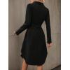 image:imagechouyatou Womens 2025 Fall Corduroy Shirt Dress Button Down Long Sleeve Belted Midi Long DressBlack