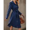 image:imagechouyatou Womens 2025 Fall Corduroy Shirt Dress Button Down Long Sleeve Belted Midi Long DressNavy Blue
