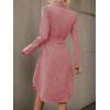 image:imagechouyatou Womens 2025 Fall Corduroy Shirt Dress Button Down Long Sleeve Belted Midi Long DressPink