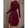 image:imagechouyatou Womens 2025 Fall Corduroy Shirt Dress Button Down Long Sleeve Belted Midi Long DressWine Red