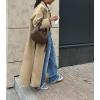 image:imagechouyatou Womens 2025 Fall Single Breasted Maxi Long Trench Coat Loose Cotton Business Casual OvercoatKhaki