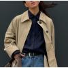 image:imagechouyatou Womens 2025 Fall Single Breasted Maxi Long Trench Coat Loose Cotton Business Casual OvercoatKhaki
