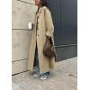 image:imagechouyatou Womens 2025 Fall Single Breasted Maxi Long Trench Coat Loose Cotton Business Casual OvercoatKhaki