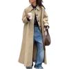 image:imagechouyatou Womens 2025 Fall Single Breasted Maxi Long Trench Coat Loose Cotton Business Casual OvercoatKhaki