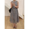image:imagechouyatou Women Summer Boho Button Down Gingham Dress Business Casual Cotton Flowy Plaid Midi Shirt DressBlack