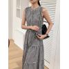 image:imagechouyatou Women Summer Boho Button Down Gingham Dress Business Casual Cotton Flowy Plaid Midi Shirt DressBlack